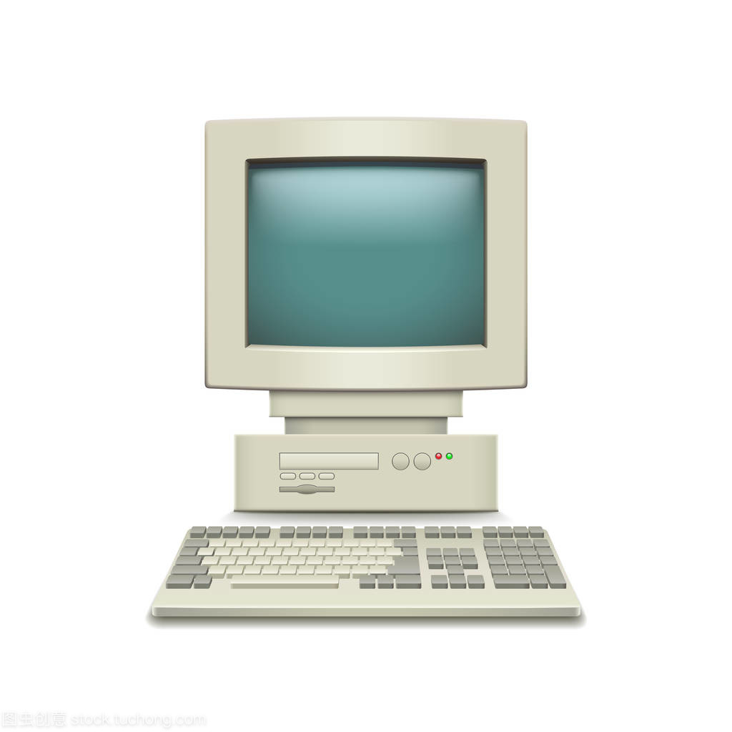 老式計(jì)算機(jī)與白色矢量的美學(xué)隔離